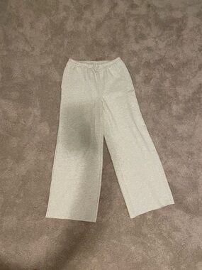 Aritzia Light Heather Gray Wide-Leg Drawstring Pants
